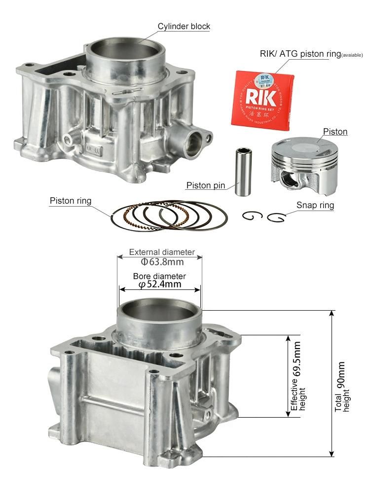 44D 52.4mm 124cc MIO125 LUVIAS High performance engine assembly spare parts assly aluminum motorcycle cylinder block set for YAMAHA
