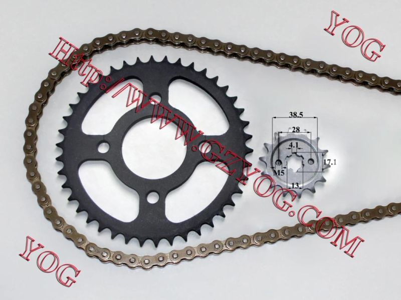 Yog Motorcycle Spare Parts Chain Sprocket Set for Hj125 C90 Honda Ace125