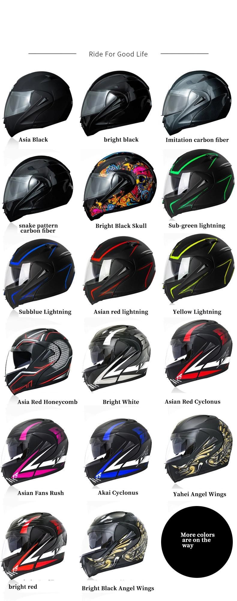 Factory Hot Selling Snake Asian Black Tea Mirrormotorcycle Helmet Open Facemotorcycle Bluetooth Helmetled Motorcycle Helmet