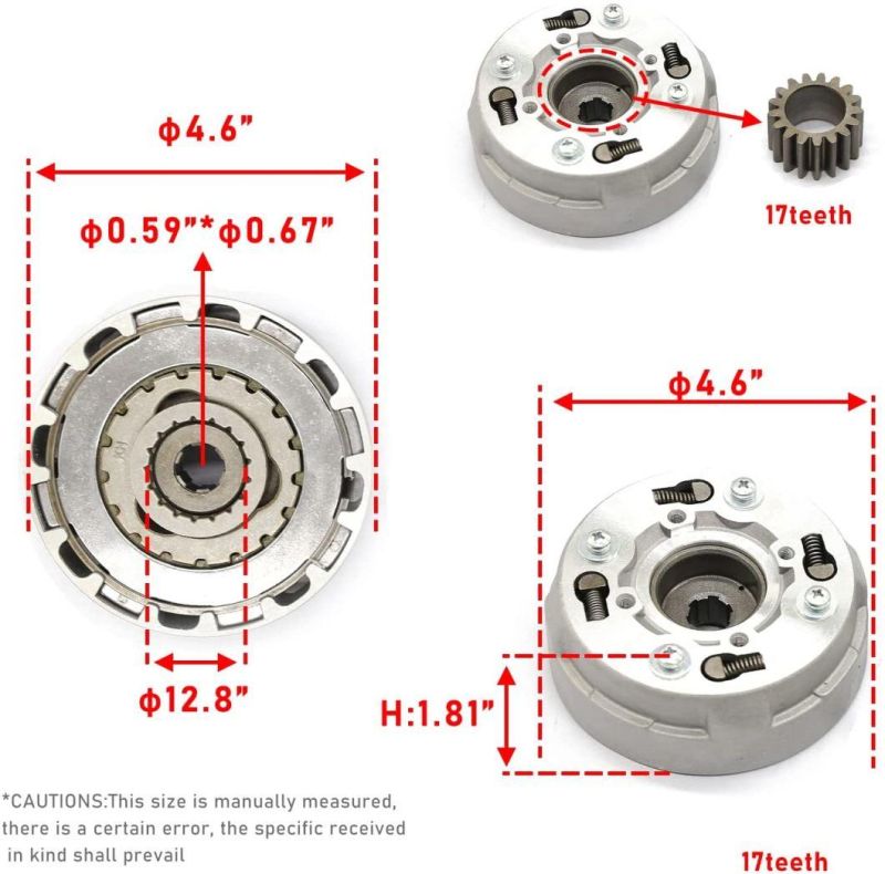 Motorcycle Clutch Compelet Kit, 17-Tooth Clutch Assembly Honda Clutch for 50cc 70cc 90cc 110cc 125cc Engine ATV Go Kart Dirt Bike Pit Bike Scooter Moped