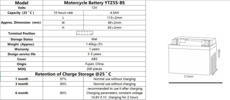 12V High Quality Battery for TCS Sealed Maintenance Motorcycle Battery