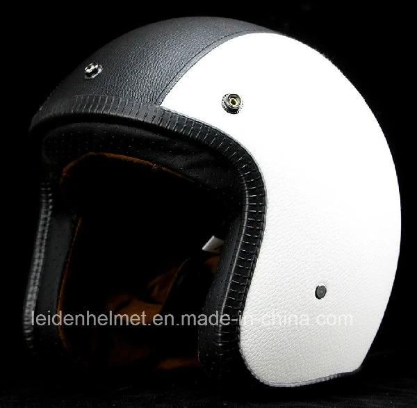 2017 Newest Half- Face Motorcycle Helmet with Leather Shell, High Quality Cheap Price, DOT Approved
