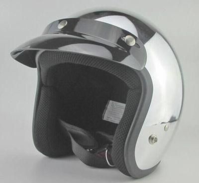 Open Face Helmet with Silver Print