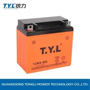 12V9ah Maitenance Free Wet Charged Motorcycle Battery with Factory Price 12n9-BS Orange Color OEM