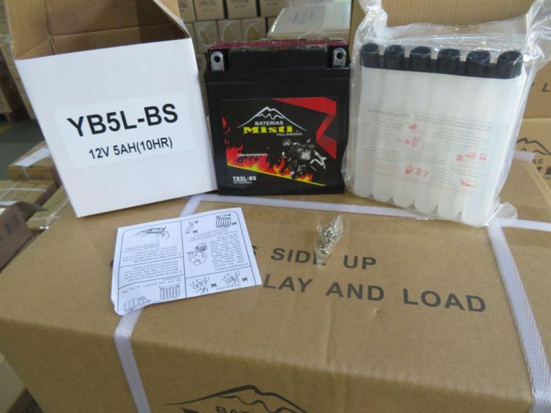 Yb5l-BS 12V5ah Dry Charged Maintenance Free Lead Acid Battery VRLA Battery Solar Battery Dry Charged Battery Motorcycle Battery