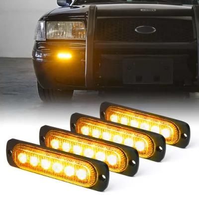 Amber/White 6 LED Surface Recessed Mount off-Road Vehicle ATV Truck Auto Hazard Warning Light