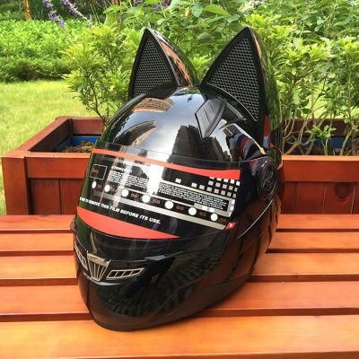 Full Face Helmet with Detachable Visors with Cat Ears