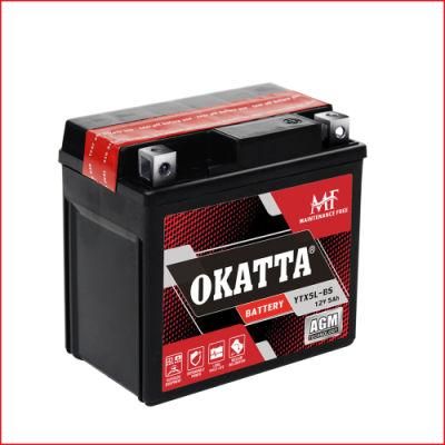 Ytx5l-BS AGM Maintenance Free Mf Motorcycle Battery 12V 5ah