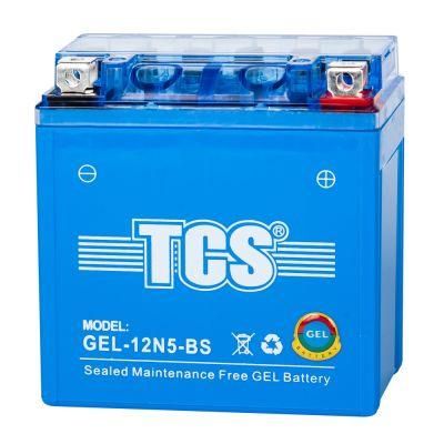 High Quality Battery for 12v 5ah TCS Sealed Maintenance Free Gel Motorcycle Battery