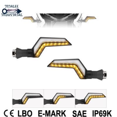 Yellow and White Flowing Water Blinker Front Rear Turn Light 12V LED Indicator Signal Lights for Motorcycle Ol6011
