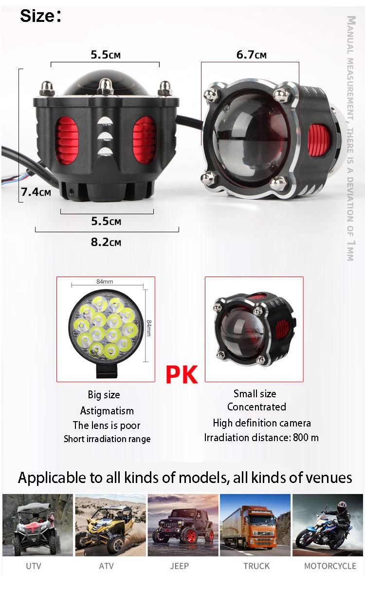 Dual Color Plate K4LED Laser Beam Bba Lens Headlight High Beam Gun Auto Beam Laser Motorcycle High Beam Lamp