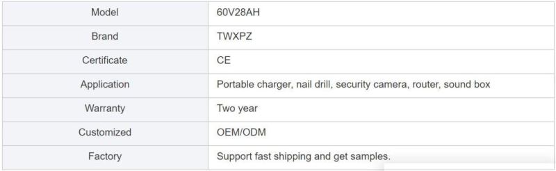 Customize Replacement Battery Rechargeable Lithium Battery Pack 60V 28ah Li-ion Cells for Electric Vehicle