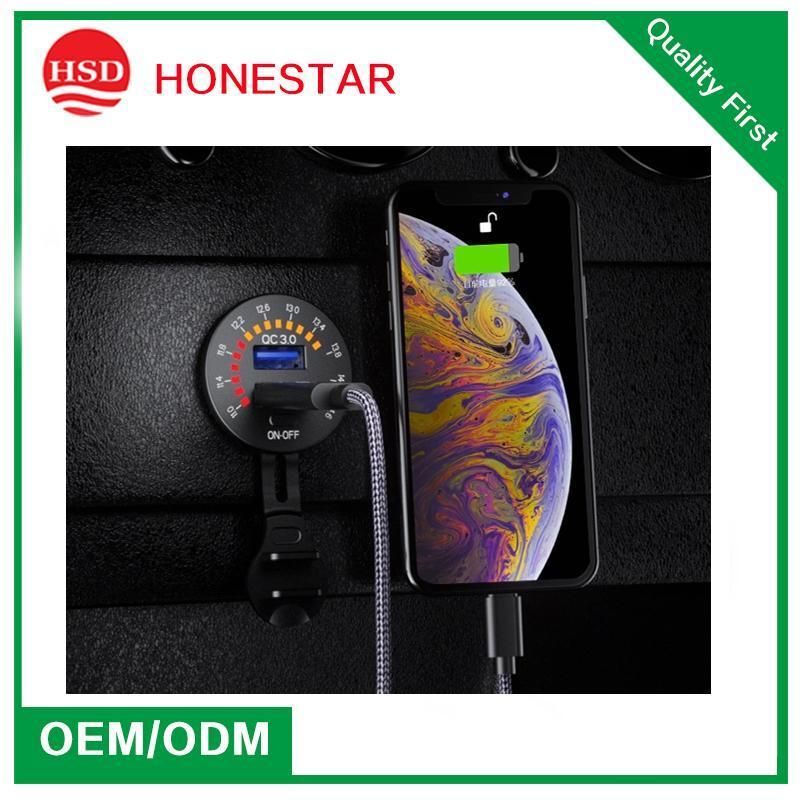 Colorful LED Digital Voltmeter Voltage QC 3.0 Dual USB Charger for Car Boat Marine Bus or Truck