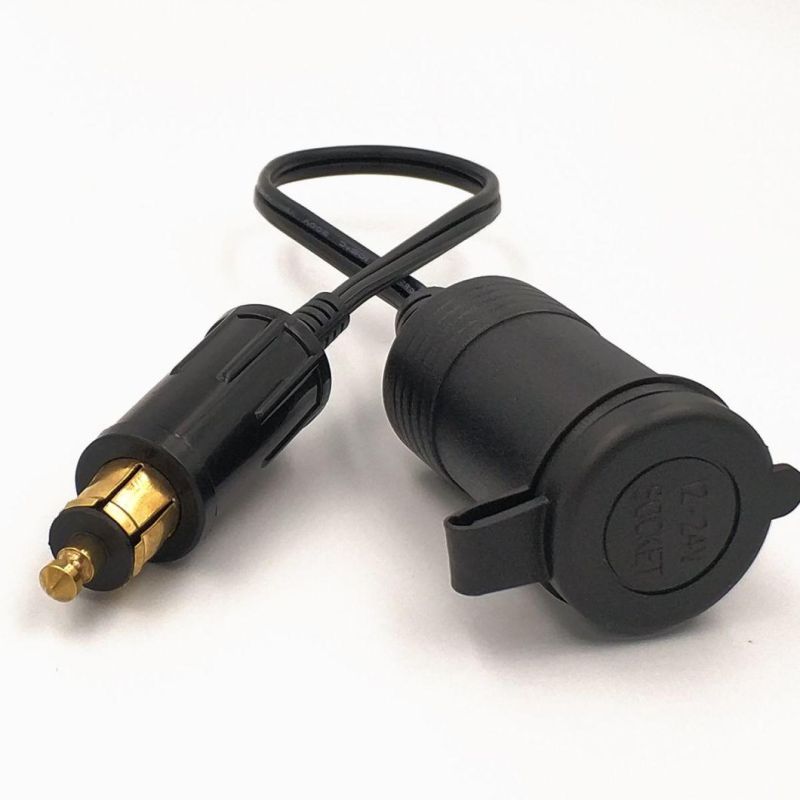 European Male DIN Plug Cigarette Lighter Adapter Socket 12V 24V - 15A