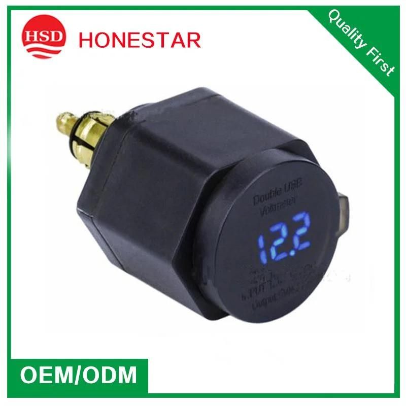 DIN Hella Powerlet Plug to Dual USB Charger Adapter Voltmeter for BMW Motorcycle 12-24V DC 5V 4.2A
