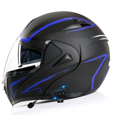 Factory Hot Selling Bluetooth Blue Lightning Transparent Mirrormotorcycle Helmet Lockmen&prime;s Motorcycle Helmetmotorcycle Rider Helmet