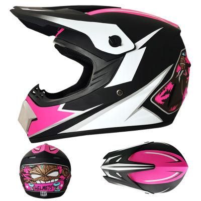 Go Kartoff-Road Helmetpink Ghost Head [Send Three-Piece Set]Electric Motorcycle Helmet Mountain Downhill Race Full Helmet