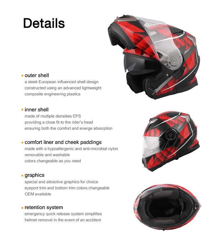 New Technical Design Double Visor Full Face Helmets DOT Motorbike Full Face Helmet