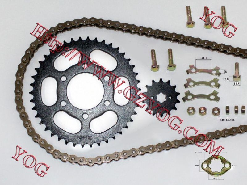 Yog Motorcycle Spare Parts Chain Sprocket Set for Bajaj CT100 Bajaj Bm150 Bajaj Boxer