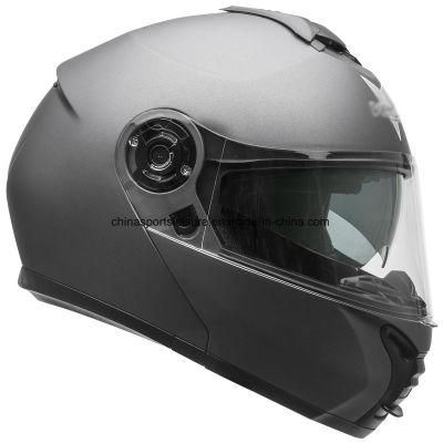 Matt Black Double Visor Flip up Motorcycle Sports Helmet with ECE DOT