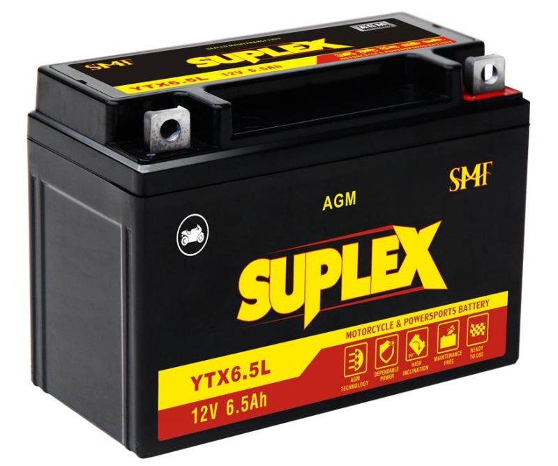 Supelx Ytx6.5L 12V 6.5ah SMF Motorcycle Battery Replace 12n6.5-3b 12n6.5L-BS