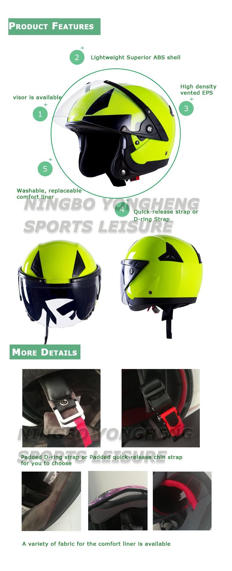 High Quality ABS Open Face Summer Helmet ECE & DOT Approved for Motorcycle
