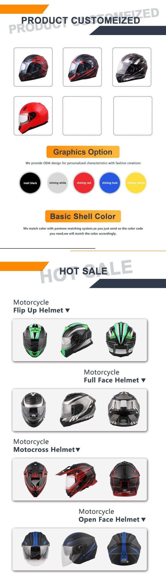 Motorcycle Open Face Helmet, ECE/DOT ABS Sports Safety Full Face Motorcycle Helmet