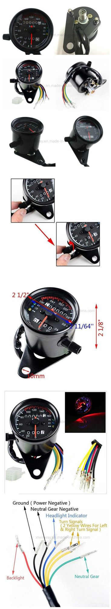 Motorcycle Parts Dual Odometer Speedometer Gauge LED