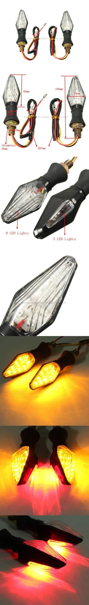 LED Turn Signal Indicators Amber Red Light Motorcycle Parts