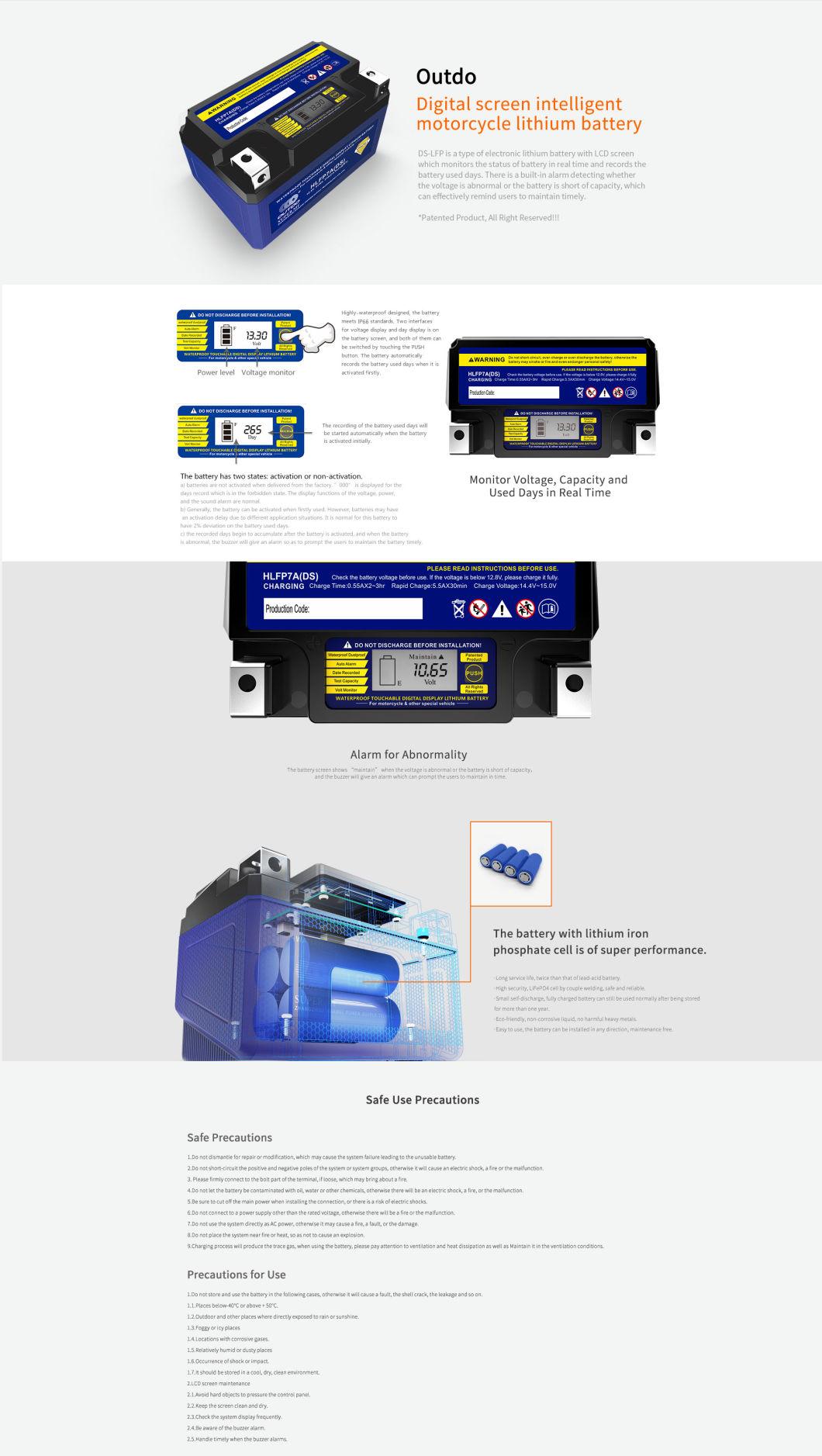 Outdo Lithium Battery for Motorcycle Battery Hlfp7a (DS)