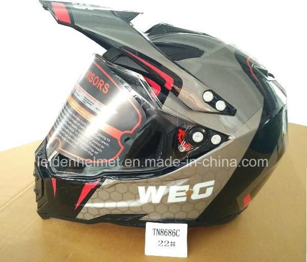 Motocross Fox Helmet with Full Face Shield Double Visor, Casco Moto