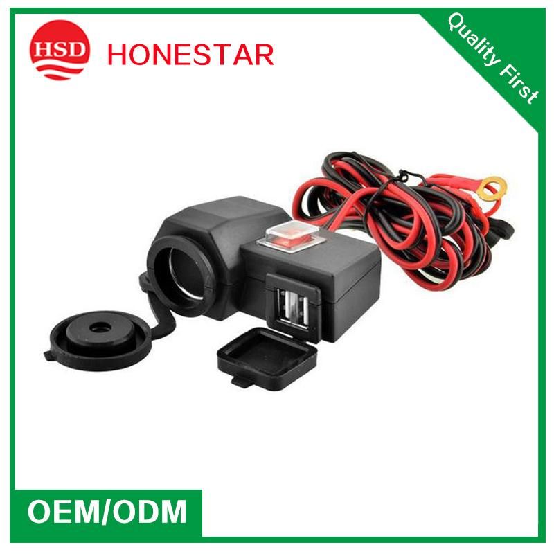 Motorcycle 12V/24V Power Charger with Cable and Fuse Dual USB 3.1A Charging