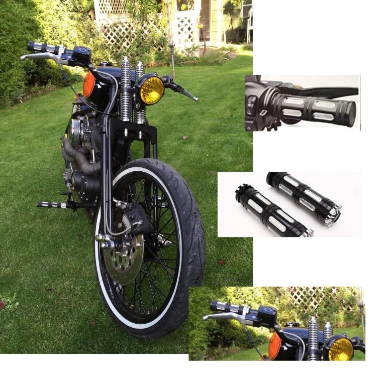 a Pair of Black Aluminum Motorcycle Handle Grips for Harley