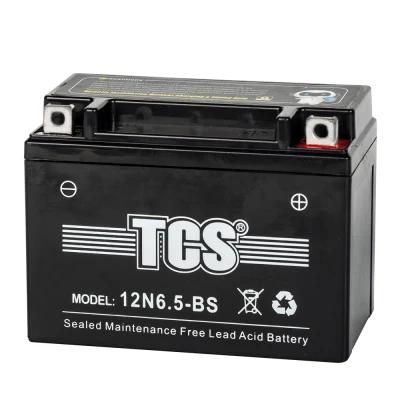 TCS Sealed Maintenance Free Motorcycle Battery for Most Motorcycle (12N6.5-BS)