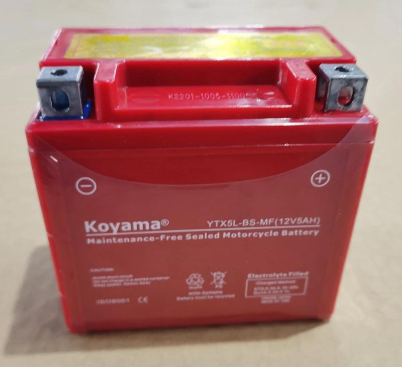 12V5ah Motorcycle Battery Ytx5l-BS AGM Lead Acid Battery