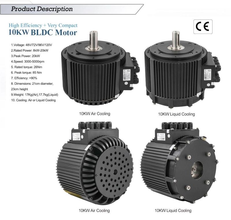 48V 72V 96V 10KW BLDC Electric motorcycle motor electric car conversion kit from Golden Motor