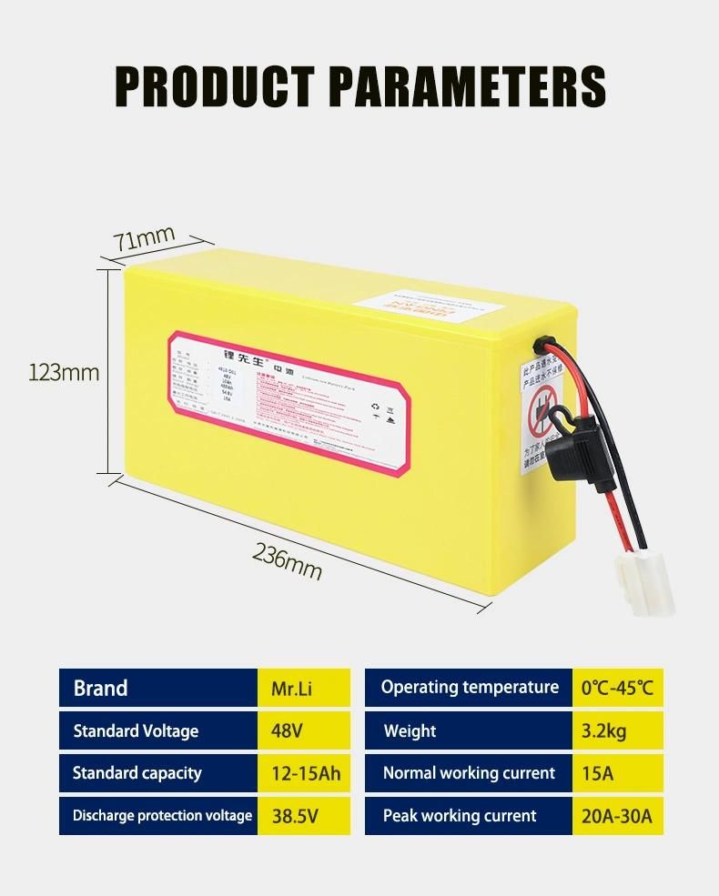 48V 12ah Lithium Ion Battery Pack for E-Bike E-Scooter