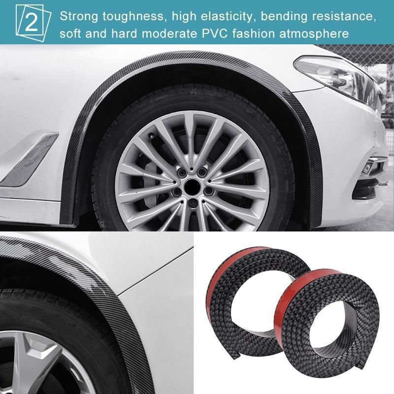 2 PCS Universal 3.8*150 Cm Carbon Fiber Texture Car Wheel Arch Protection Moldings Anti-Collision Mudguard Auto Sticker