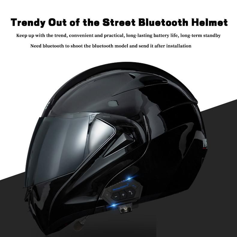 Factory Hot Selling Bluetooth Models Bright Black Transparent Mirror Motorcycle Helmet Wholesalemotorcycle Helmet Coverhelmet Motorcycle Women
