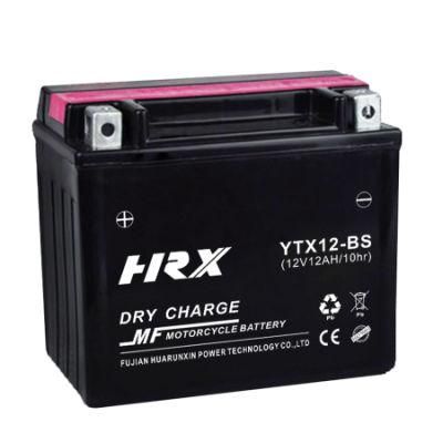 12V12ah Mf Dry Charged Motorcycle Battery for Scooter Ytx12-BS
