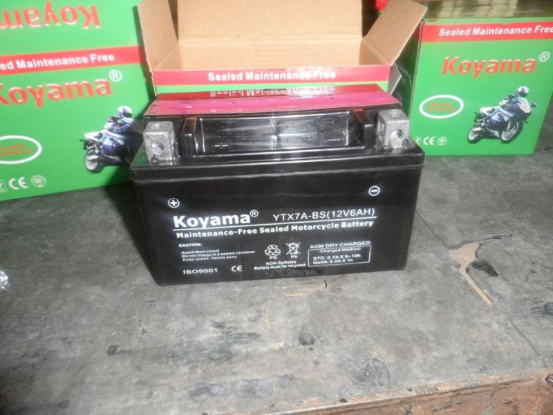 Ytx7a-BS Dry Charged Maintenance Free 12V7ah Motorcycle Battery