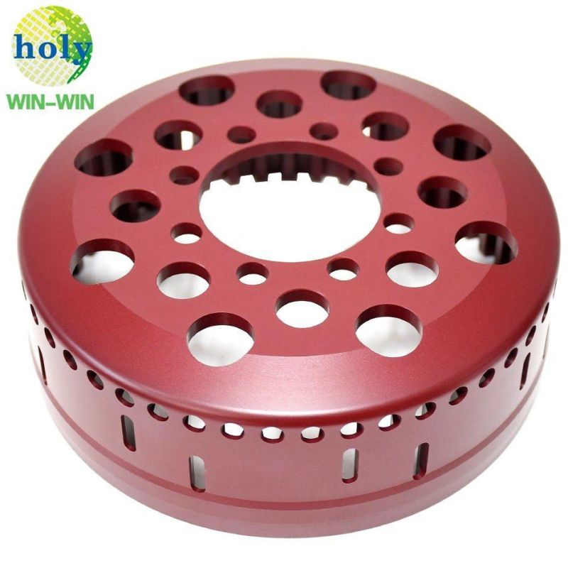Top CNC Machining Motorcycle Parts with Aluminum 7075-T6 Red Hard Anodizing 48t Clutch Basket Motorcycle Parts