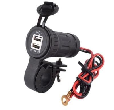 Motorcycle DC 5V 3.1A Dual USB Charger with Handlebar