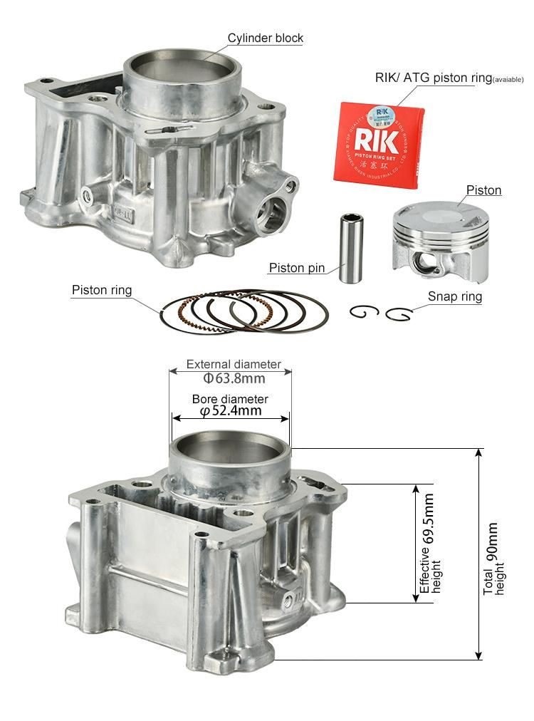 Engine assembly spare parts assly aluminum motorcycle cylinder block set 1LB XEON RC 52.4mm