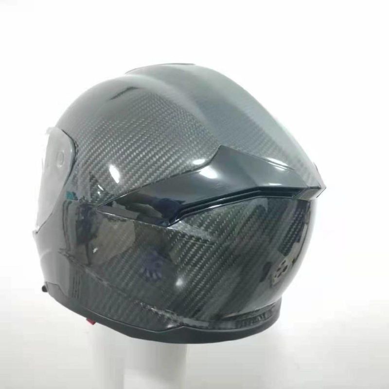 Bright Black Full Face Vintage Retro Helmet Motorcycle Carbon Fiber Custom Helmet