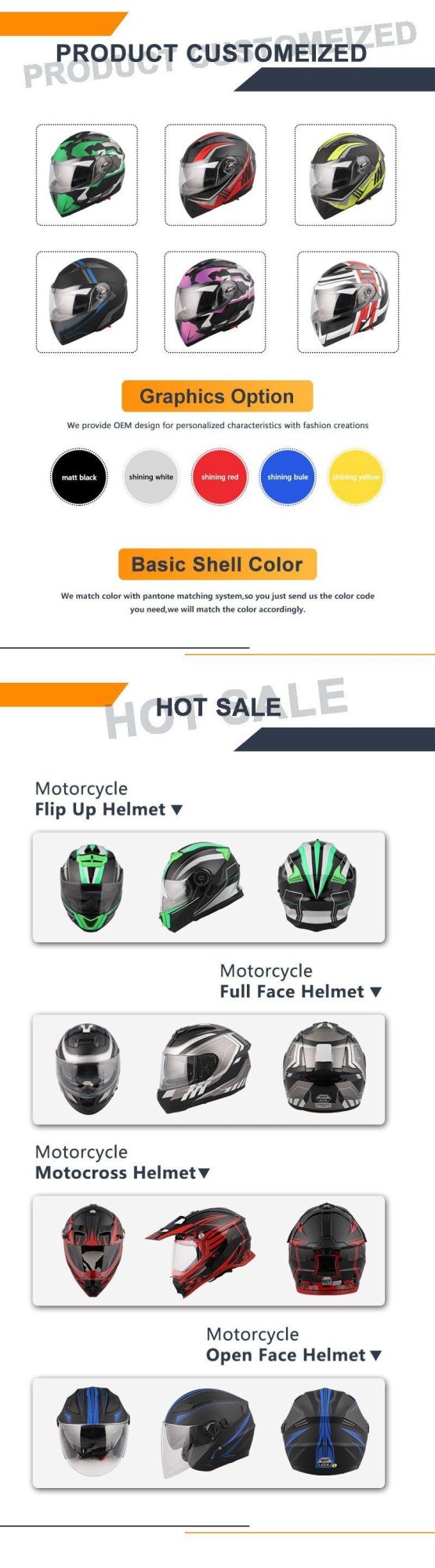 Fashionable Motorcycle Safest Accessories Full Face/Flip up/Open Face Helmet