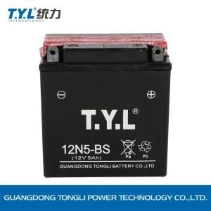 12n5-BS 12V5ah Dry Charged Mf Motorcycle Battery with OEM Available Factory Price