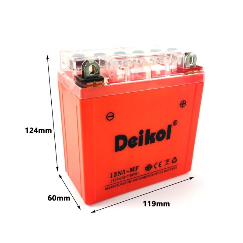 Deikol 12n5-Mf/BS Orange Shell Maintenance Free Motorcycle Battery