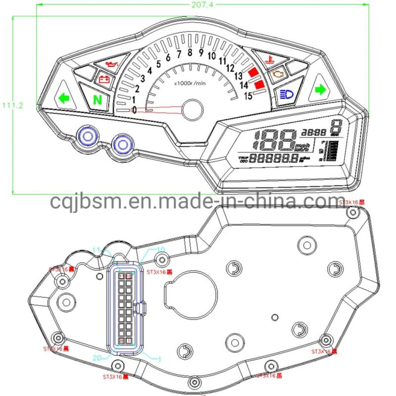 Cqjb Motorcycle Body Parts Kawasaki Z300 Meter Speedometer