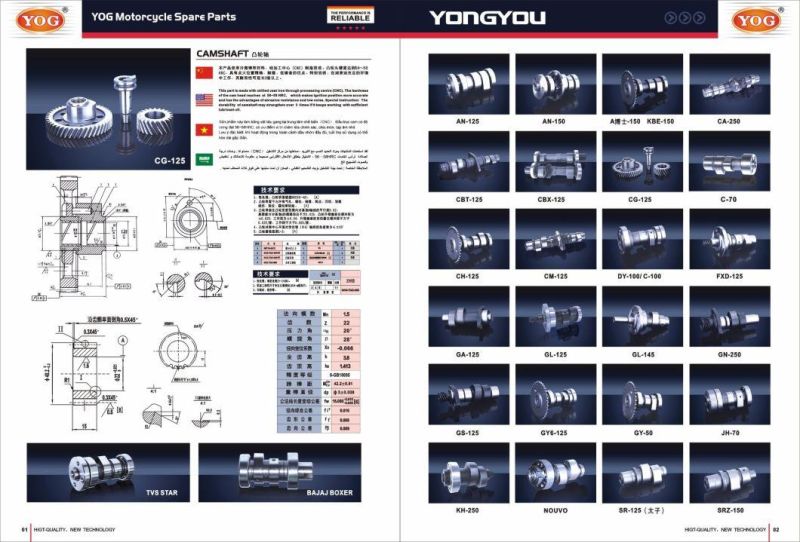 Guangzhou Factory Motorcycle Camshaft Arbol De Leva Bm150 Dy100 Gy6-125